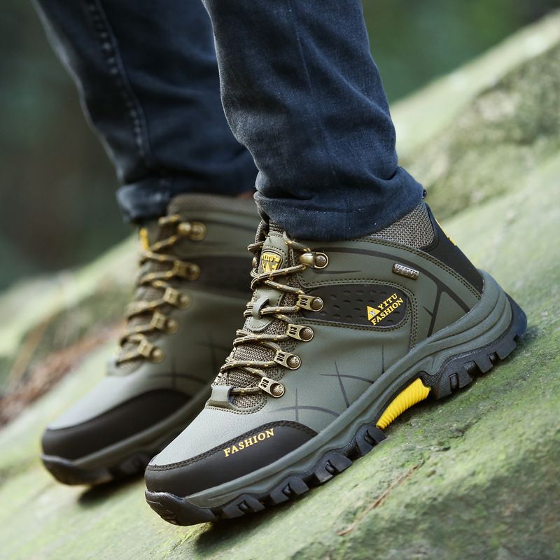 Men Hiking Shoes Waterproof High Top Size 47 8528 Khaki High-Top Cotton Shoes 44 view 4