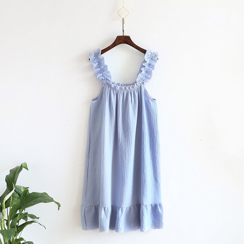 Garmina Women Cotton Sling Nightdress Long Summer Blue Sling