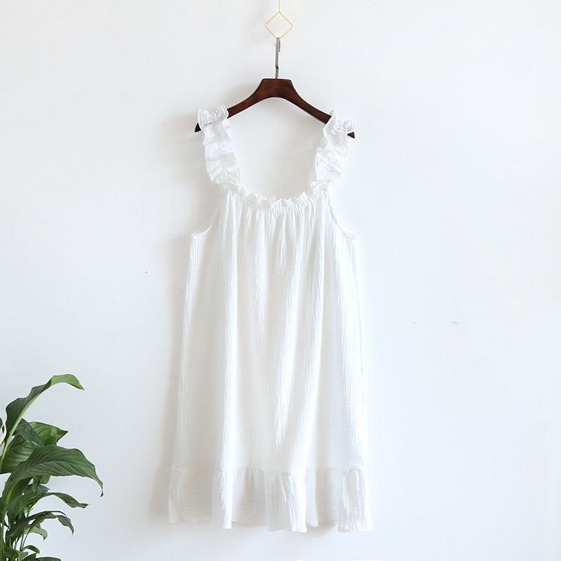 Garmina Women Cotton Sling Nightdress Long Summer White sling