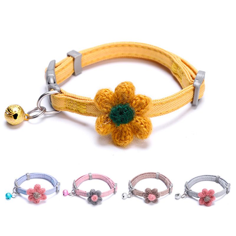 Zichen Dog Cat Collar Polyester Flower Bell Yellow 1.5(M) for 3.50 kg-7.50 kg view 2