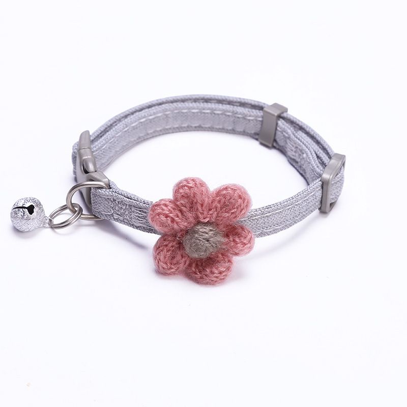 Zichen Dog Cat Collar Polyester Flower Bell Grey 1.0(S) suitable for 1.50 — image 1