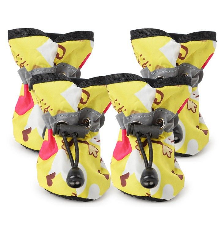 Dog Shoes Waterproof Non-slip Polyester Set 4 Pretty Pet Yellow Monkey shoes