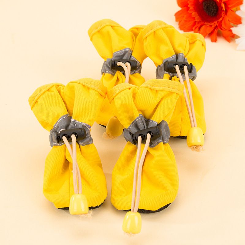 Dog Shoes Waterproof Non-slip Polyester Set 4 Pretty Pet Yellow Monkey shoes 5 view 3