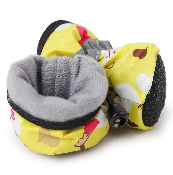 Dog Shoes Waterproof Non-slip Polyester Set 4 Pretty Pet Yellow Monkey shoes 7 view 5