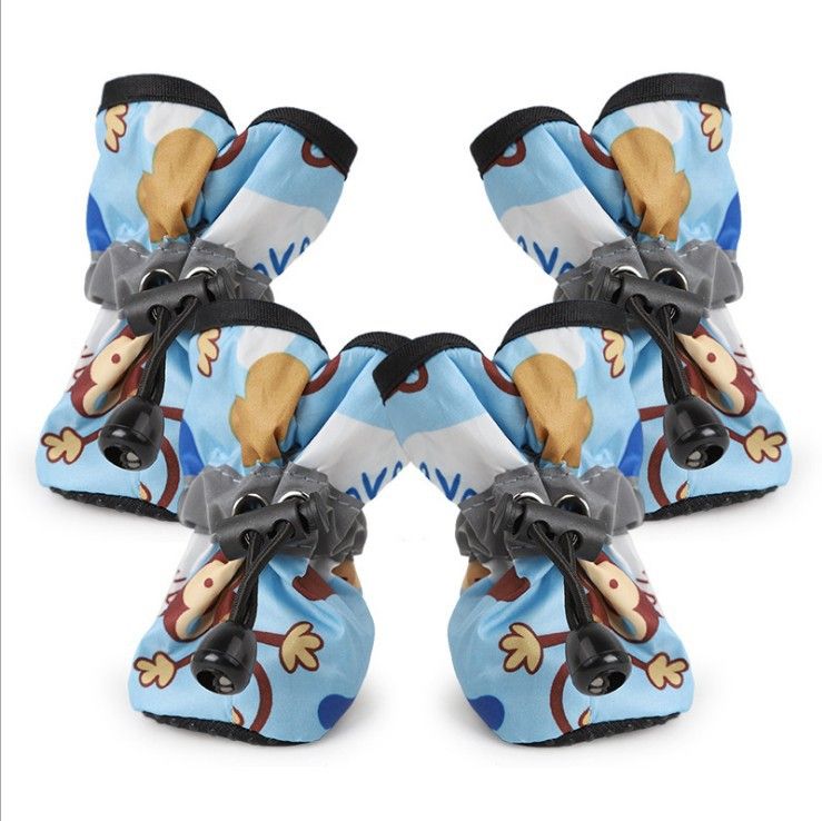 Dog Shoes Waterproof Non-slip Polyester Set 4 Pretty Pet Blue Monkey shoes 7