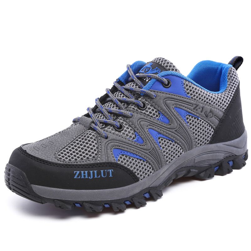 Qifeng Men Women Outdoor Breathable Hiking Shoes gray blue 42