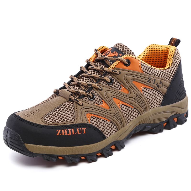 Qifeng Men Women Outdoor Breathable Hiking Shoes Khaki 40