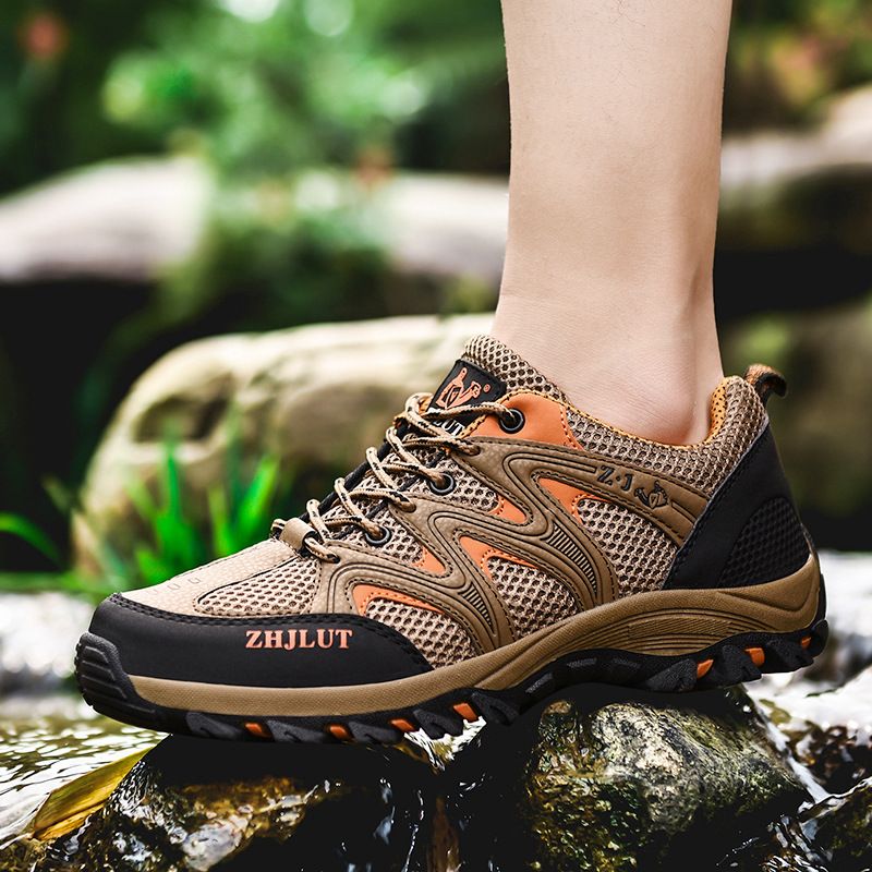 Qifeng Men Women Outdoor Breathable Hiking Shoes Army Green 39 view 3