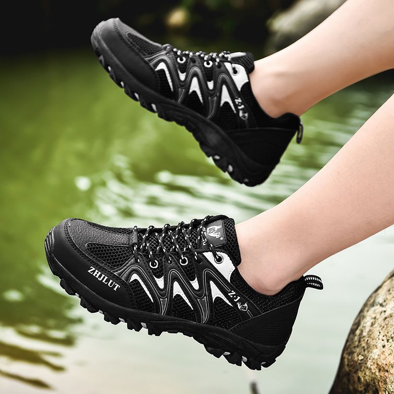 Qifeng Men Women Outdoor Breathable Hiking Shoes Black 43 view 5