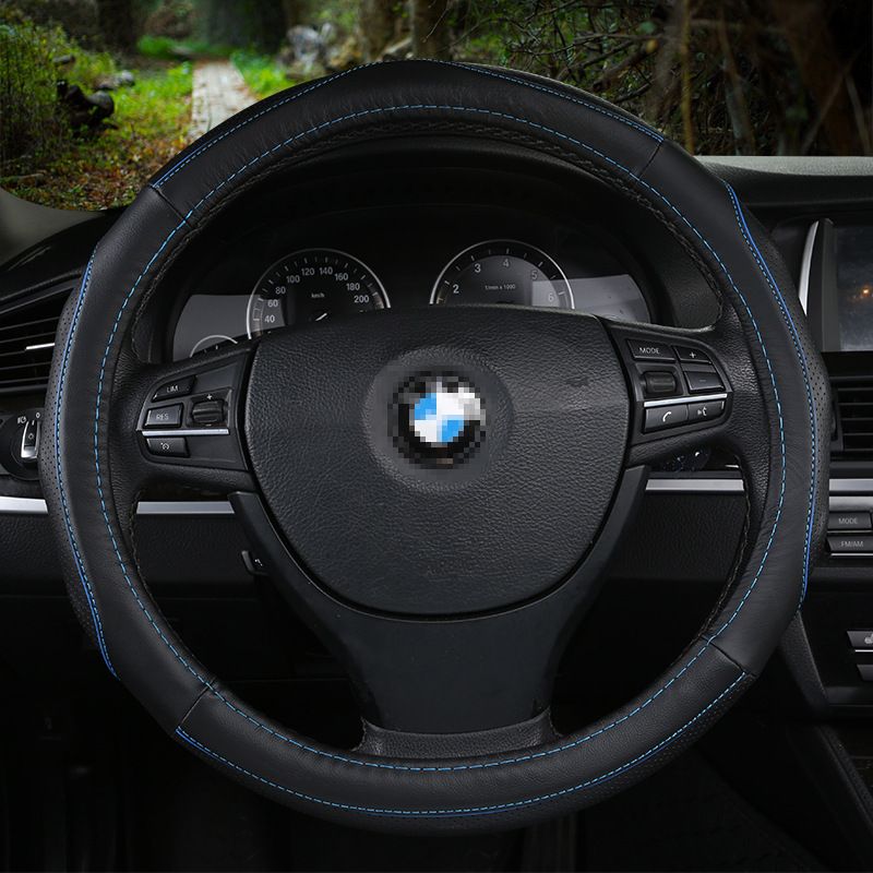 Li Xiao Car Steering Wheel Cover 38cm Cowhide Black Red view 4