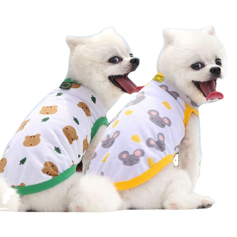 Shine Pet Vest Polyester Cartoon Dog Cat Clothing Vest Stamp smile XS (bust 30 view 2
