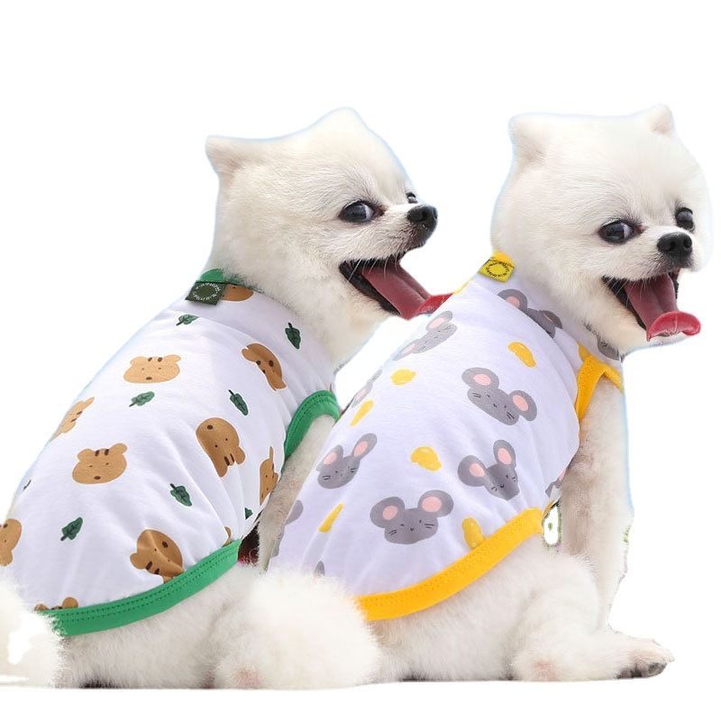 Shine Pet Vest Polyester Cartoon Dog Cat Clothing Vest Stamp smile M (chest view 3
