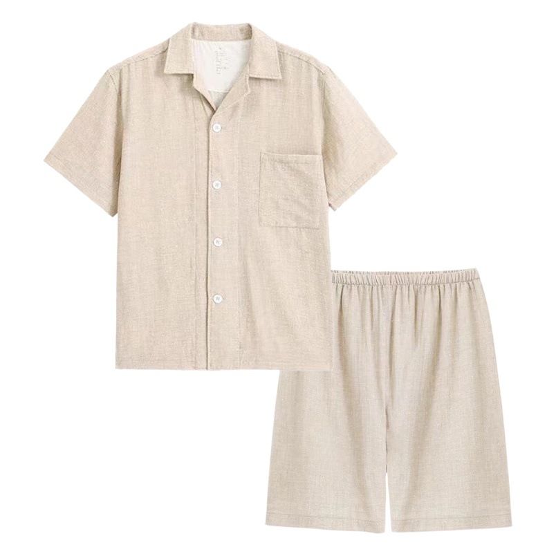 Cotton Short Sleeve Japanese Leisure Sleep Shorts Set Women's Pink Small-Short view 2