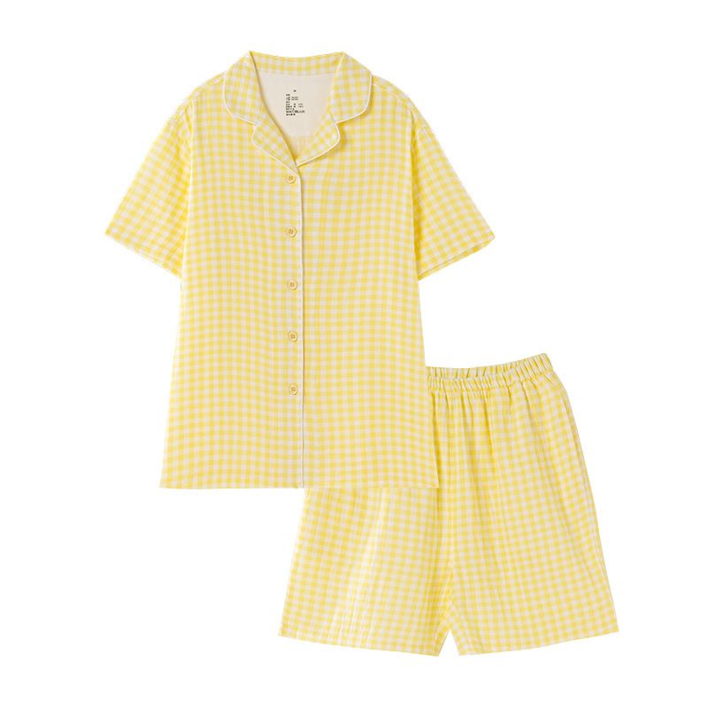 Cotton Short Sleeve Japanese Leisure Sleep Shorts Set Women's Pink Small-Short view 3