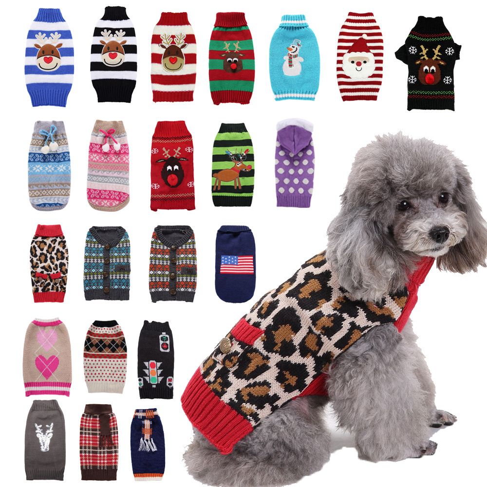 Dog Sweater Acrylic Knit Christmas Red and white Santa Claus L Size: L view 2