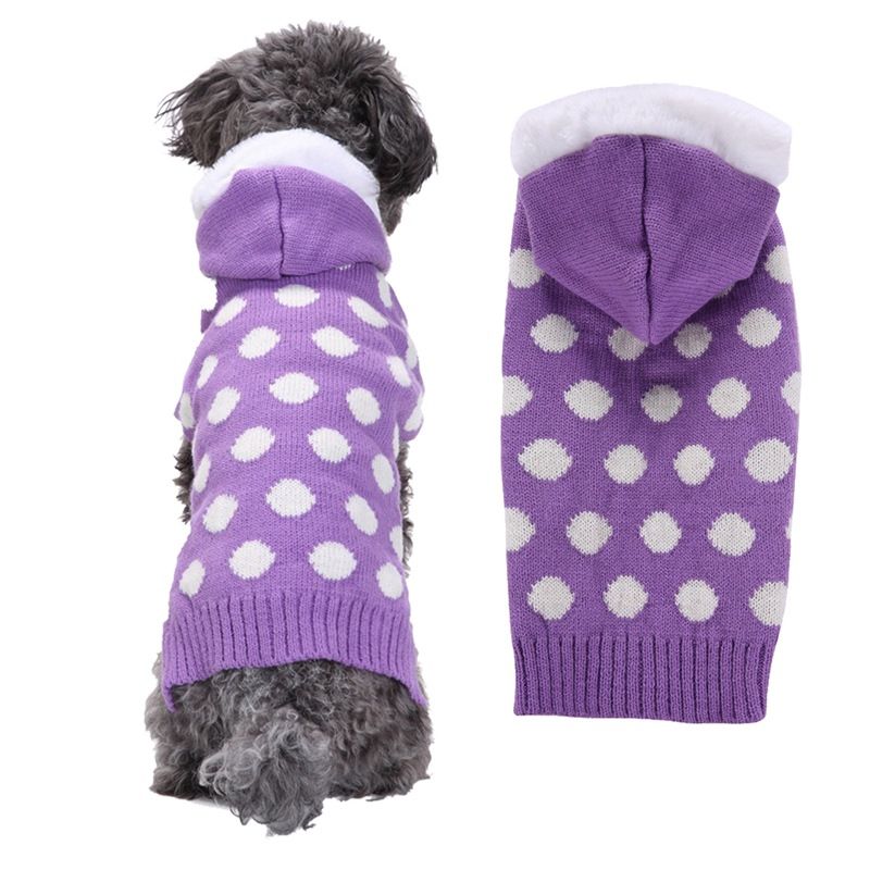 Dog Sweater Acrylic Knit Christmas White polka dot hat XL Size: XL — image 1