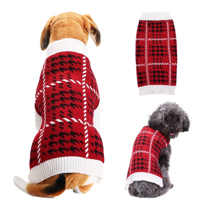 Dog Sweater Acrylic Knit Christmas European and American large lattice XL Size: XL — image 1