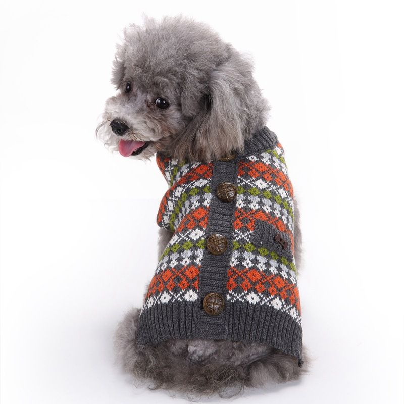 Dog Sweater Acrylic Knit Christmas Red Cardigan Button XL Size: XL — image 1