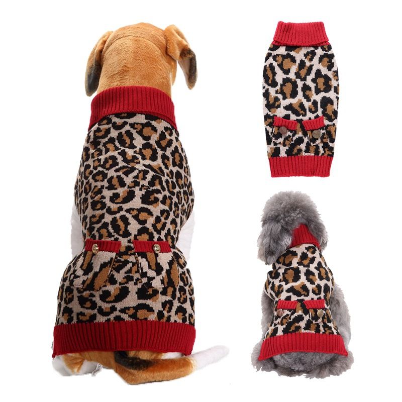 Dog Sweater Acrylic Knit Christmas Red Cardigan Button XXL view 3