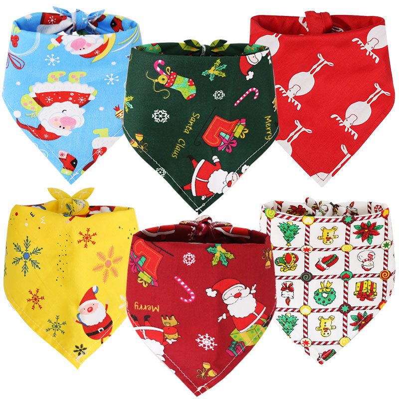 Dog Christmas Triangle Scarf Cotton Cartoon (Anhui hair) Christmas triangle view 3