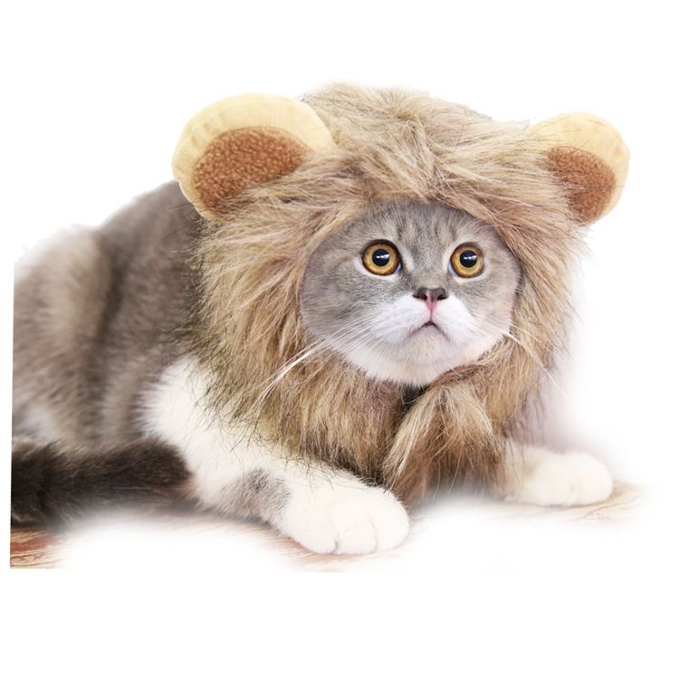 Pet Lion Hat Dog Cat Costume Acrylic Crochet Purple Lion Hat S neck view 6