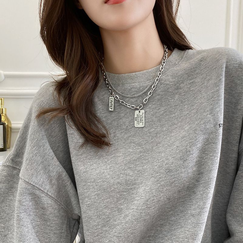 Hip Hop Necklace Zinc Alloy Twist Chain Unisex Non-detachable double-layer