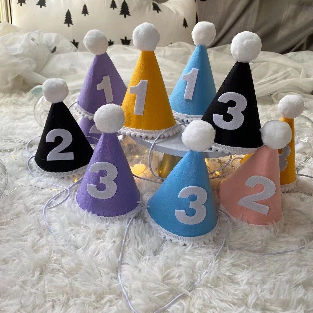 Birthday Hat Baby Felt Party Prop Chun Yue Pink 2 weeks 0-10 weeks can take view 5