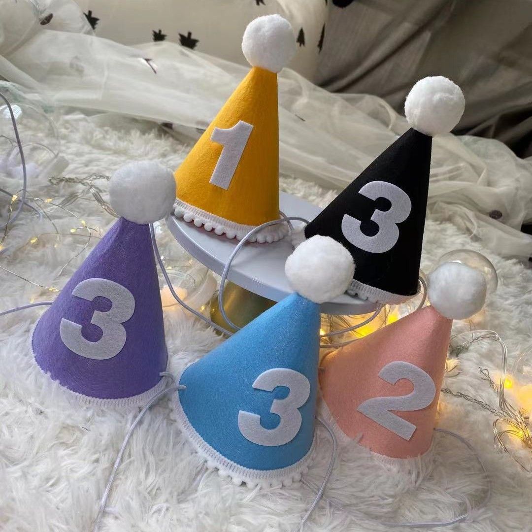 Birthday Hat Baby Felt Party Prop Chun Yue Pink 3 weeks 0-10 weeks can take view 4