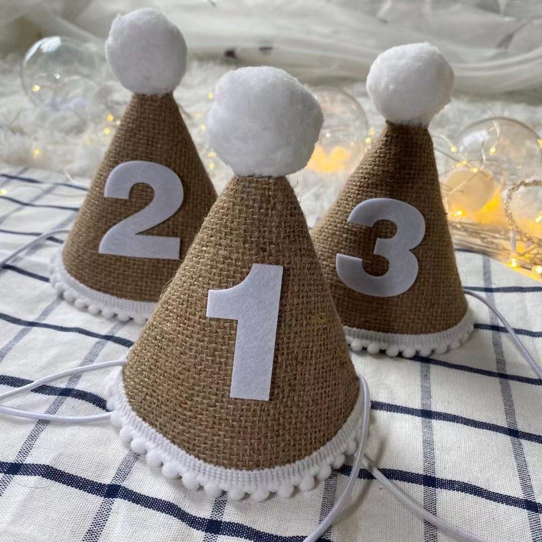 Birthday Hat Baby Felt Party Prop Chun Yue Yellow for 3 weeks 0-10 weeks can take view 3