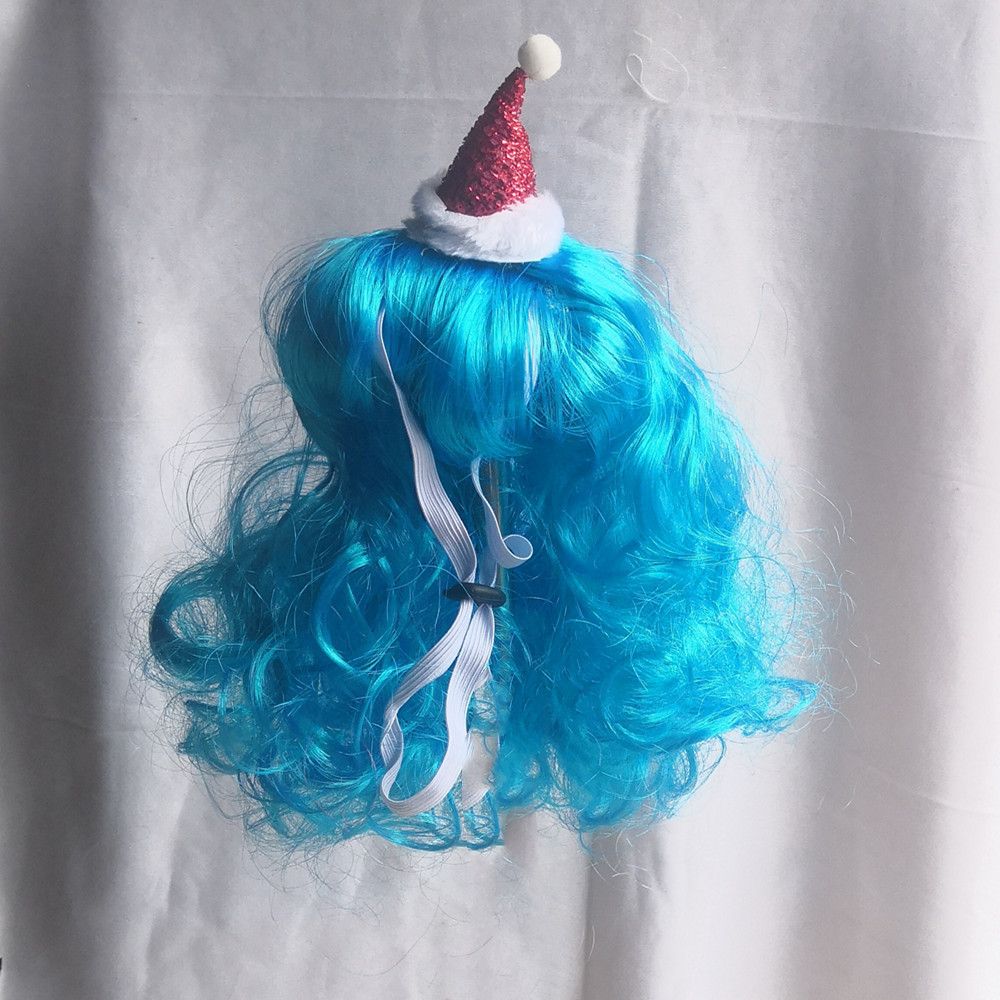 Pet Dog Cat Wool Wig Blue Wave Christmas view 2
