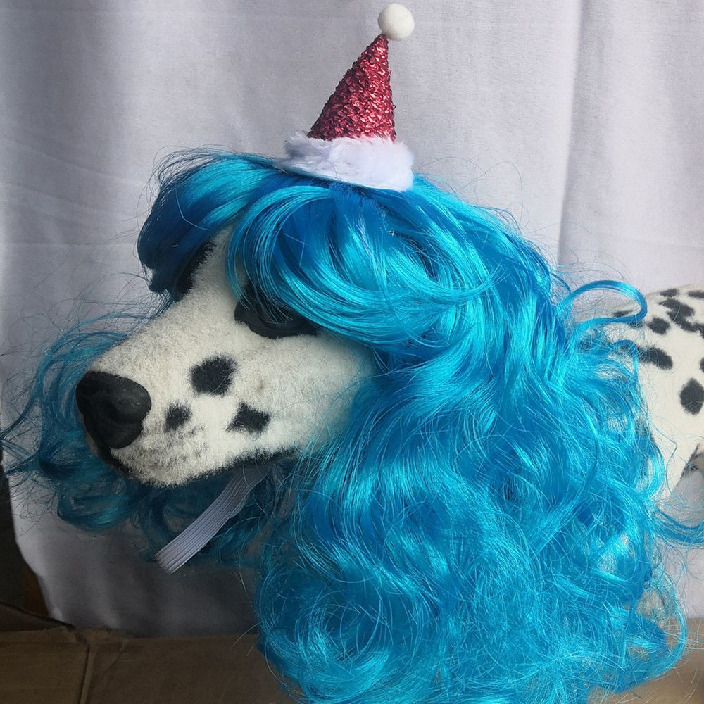 Pet Dog Cat Wool Wig Blue Wave Christmas view 5