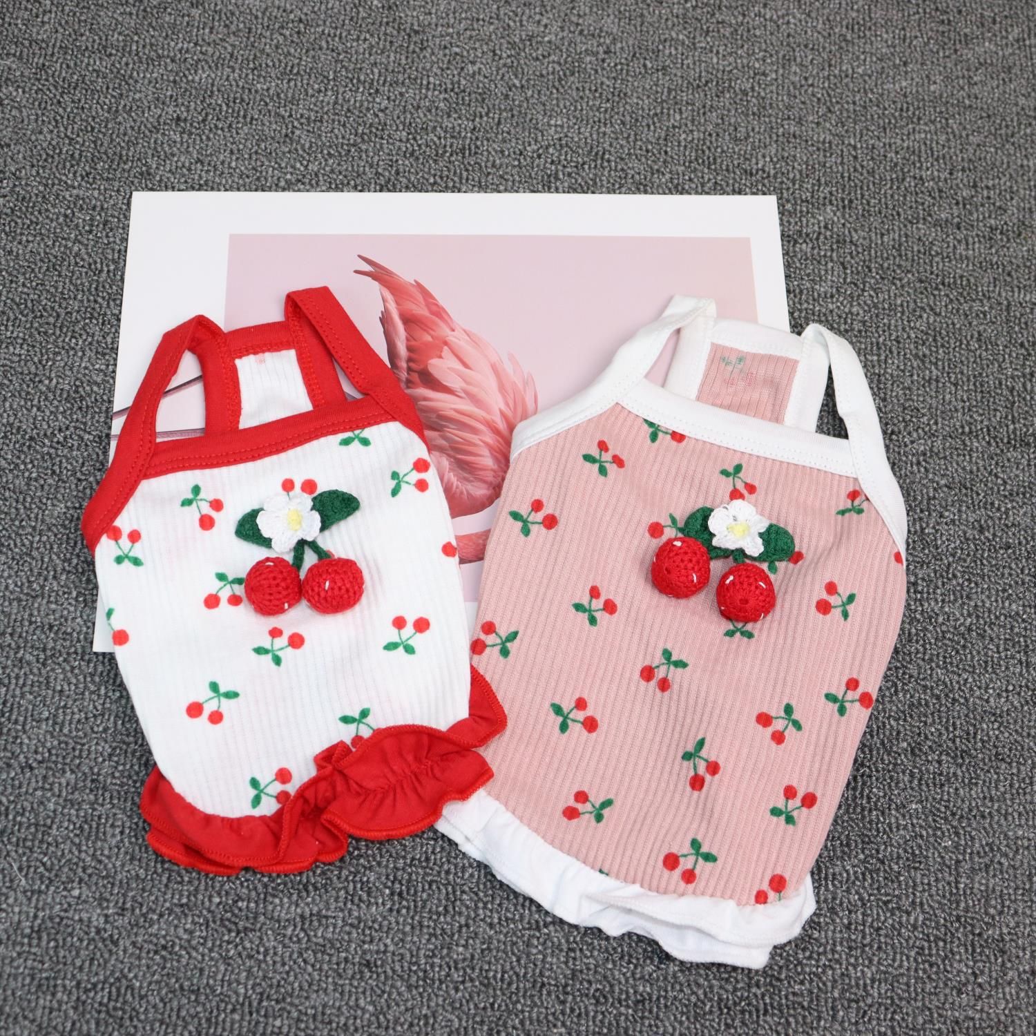Pet Clothing Odd Pet Cherry Cat Dog Vest Cherry Small Sling Pink XXL view 2