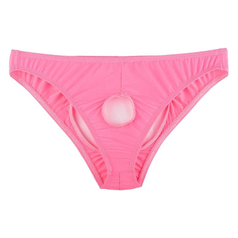 Ye Zimei Men Ice Silk Open Crotch Briefs Red All yards view 2
