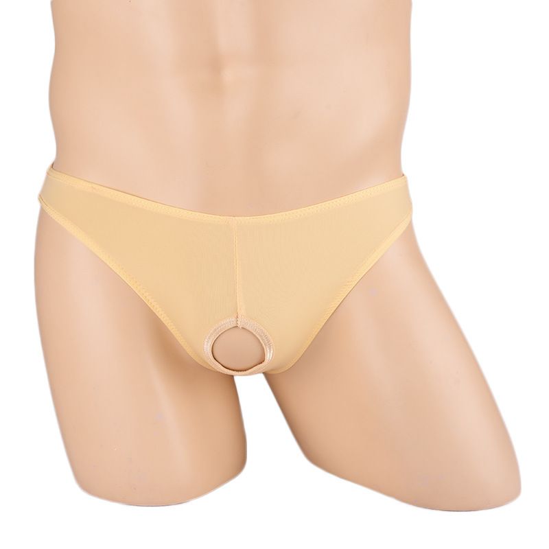 Ye Zimei Men Ice Silk Open Crotch Briefs Pink All yards view 4