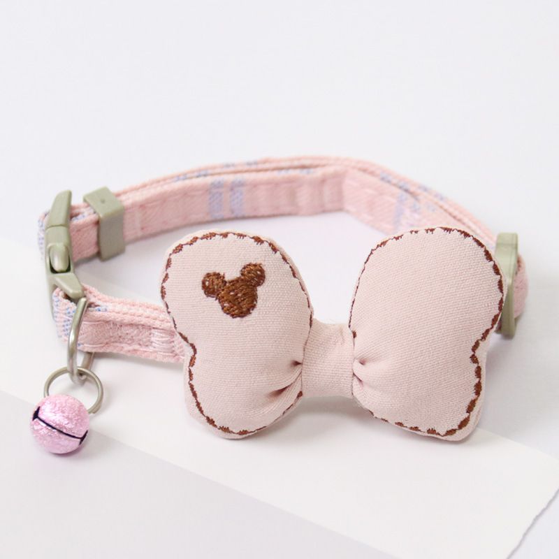 Zichen Dog Collar Polyester Cotton Bow 1.0 Pink (Mickey) 1.5 Cotton Bow Single — image 1