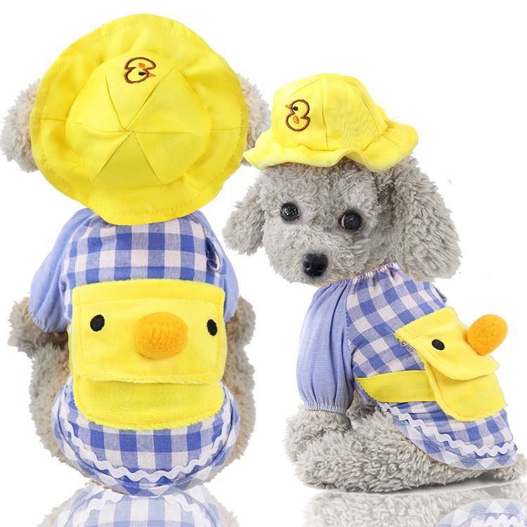 Pet Clothing Two Legged Clothes Cartoon Duck Style Blue Duck + Yellow Hat S — image 1