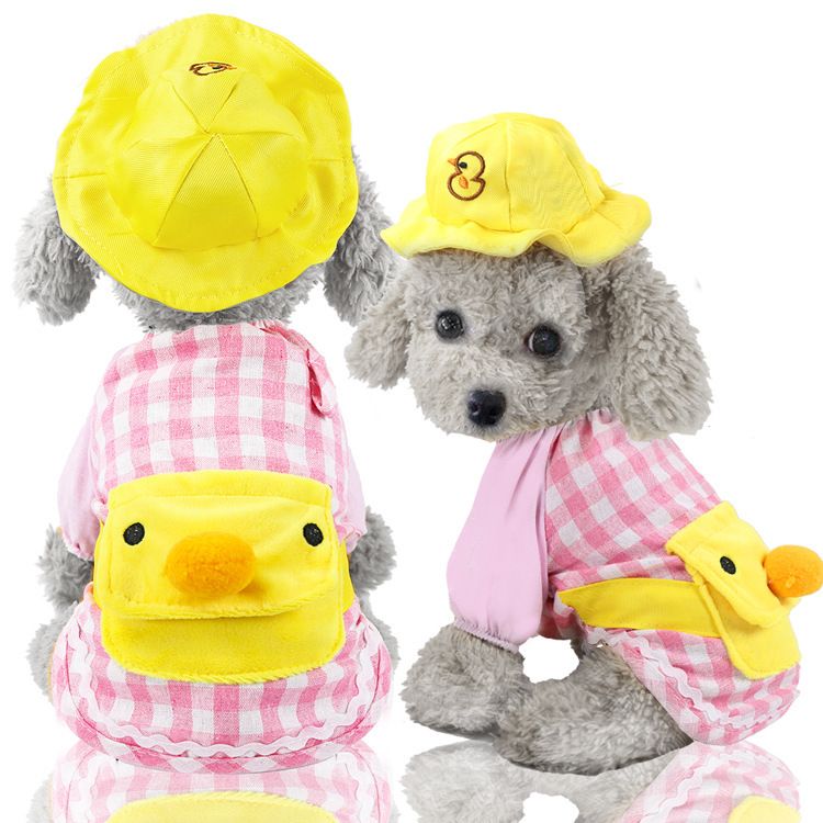 Pet Clothing Two Legged Clothes Cartoon Duck Style Pink Duck + Yellow Hat XL — image 1