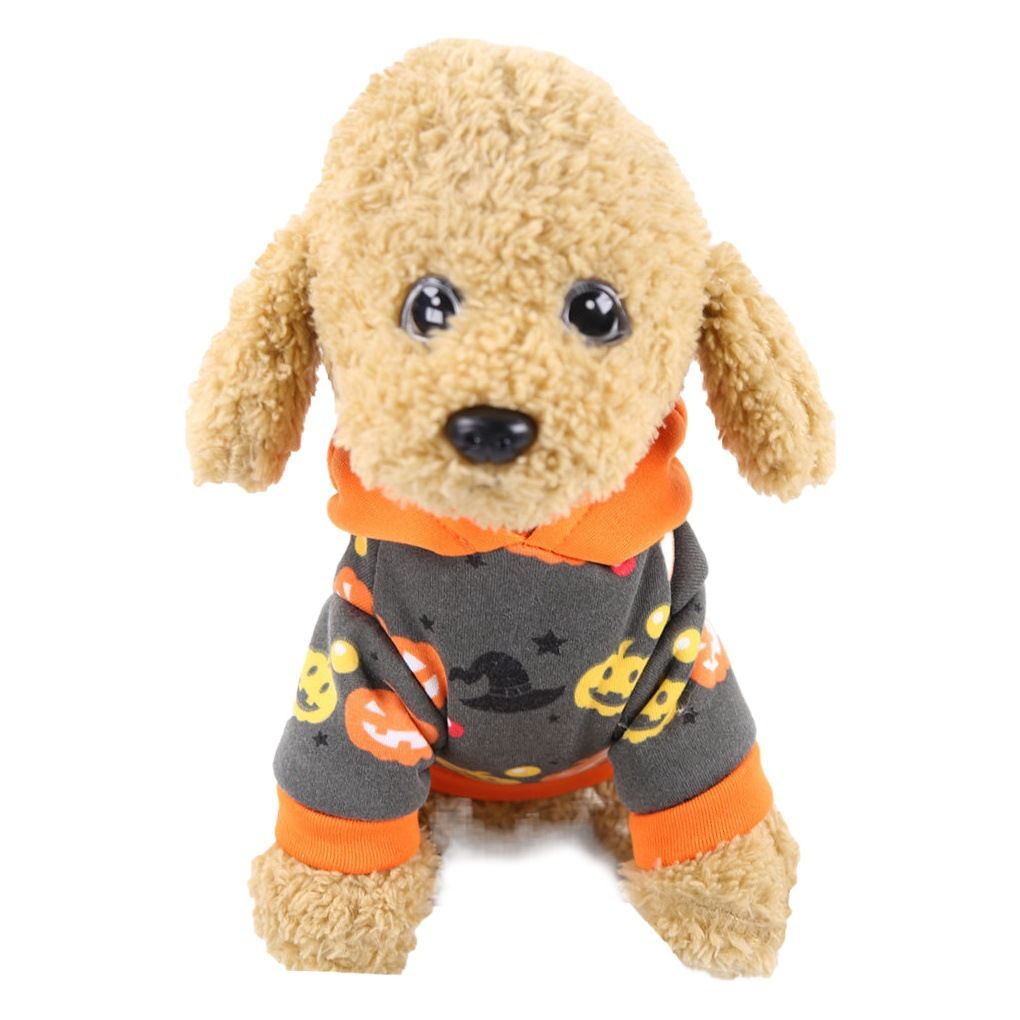 Pumpkin Cat Costume Hooded Pet Clothes Shine Grey Bottom-Hooded Pumpkin view 2