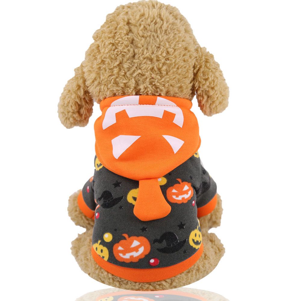 Pumpkin Cat Costume Hooded Pet Clothes Shine Grey Bottom-Hooded Pumpkin view 4