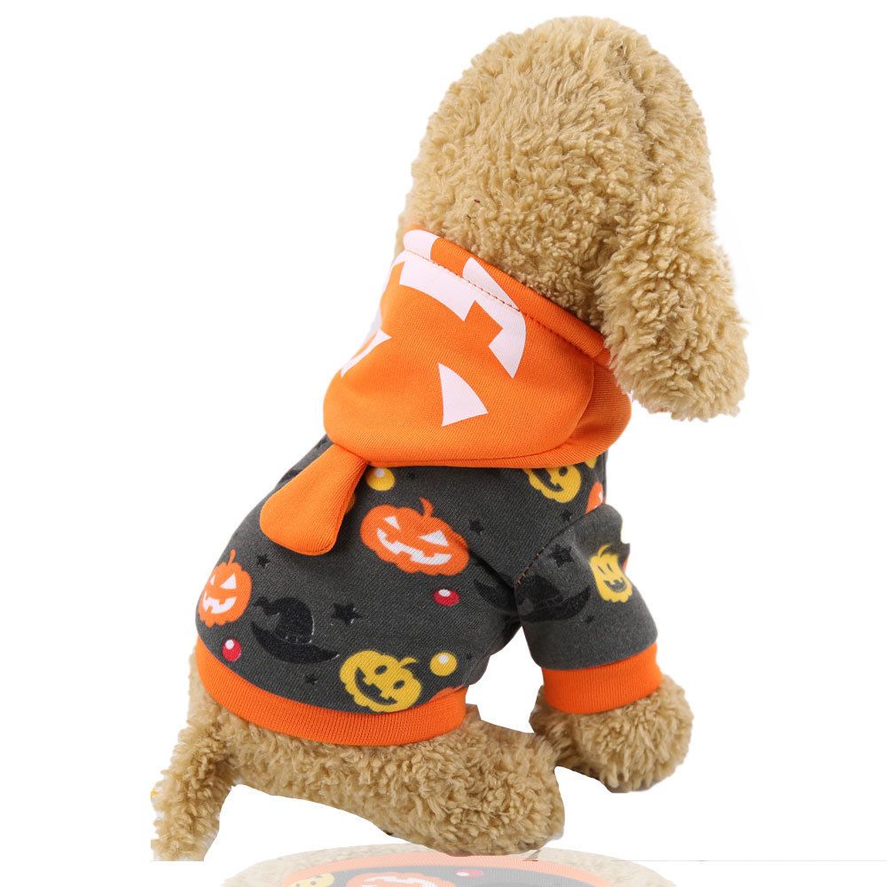 Pumpkin Cat Costume Hooded Pet Clothes Shine Grey Bottom-Hooded Pumpkin view 5
