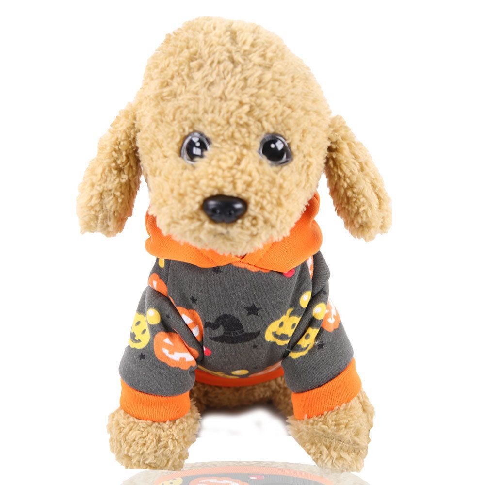 Pumpkin Cat Costume Hooded Pet Clothes Shine Grey Bottom-Hooded Pumpkin view 6
