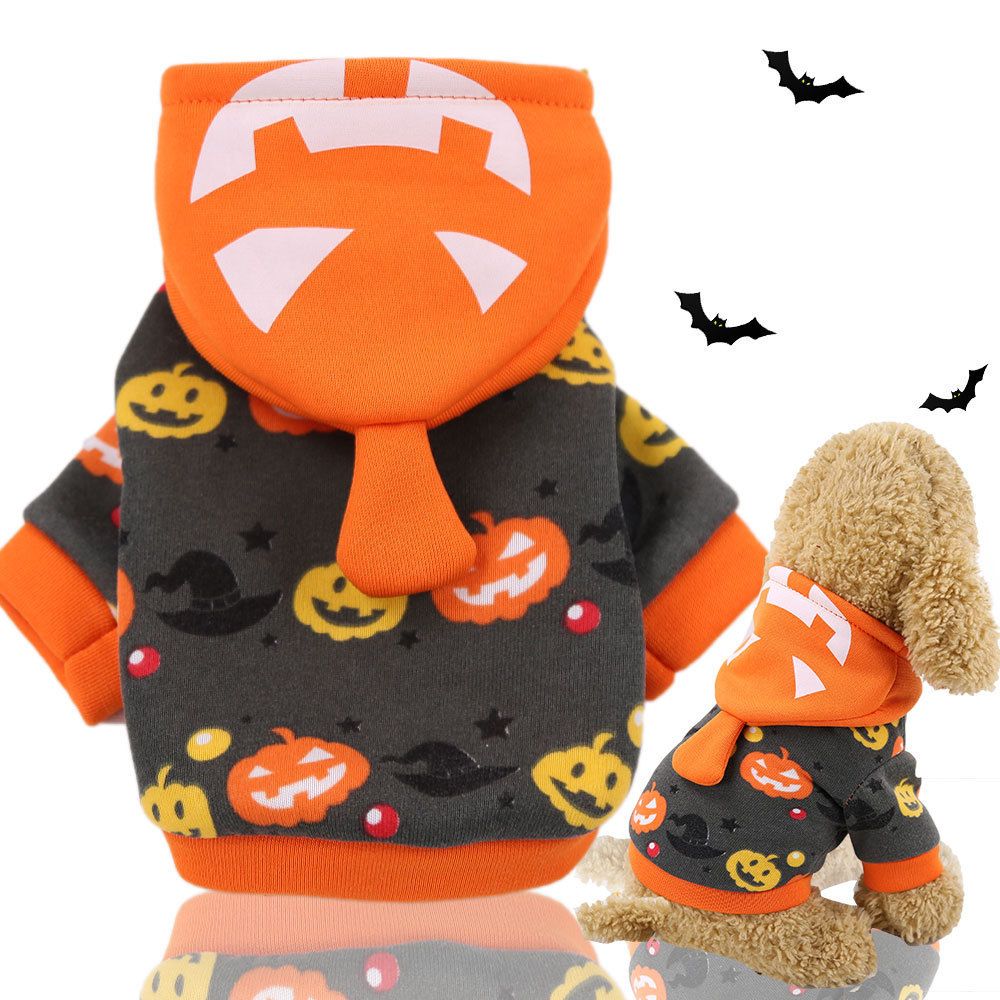 Pumpkin Cat Costume Hooded Pet Clothes Shine Grey Bottom-Hooded Pumpkin view 7