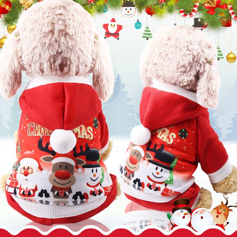 Shine Pet Four Leg Fleece Sweater Christmas Elk Four-Leg Pants Big Red Old Man view 3