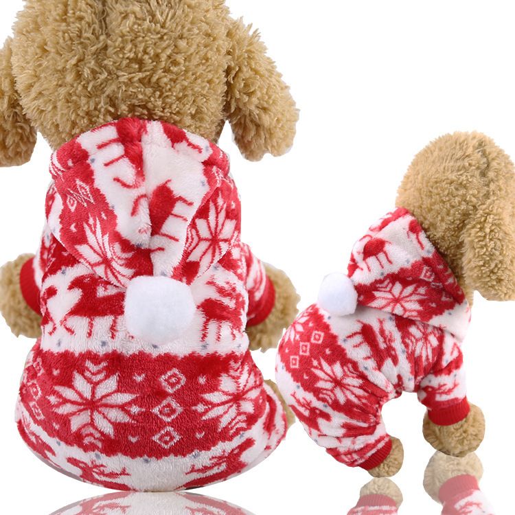 shine Pet Four Legged Clothing Polyester Cotton Four-legged flannel row Red — image 1