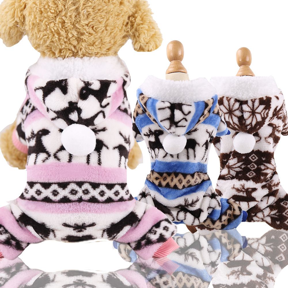 Shine Coral Fleece 4-Leg Pet Clothing for Small Dogs Four-Legged Flannel Pink view 2