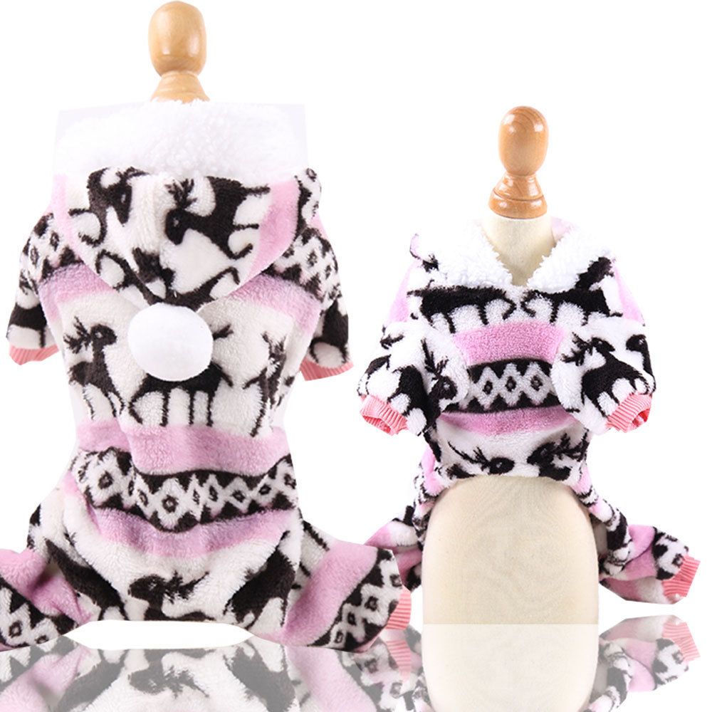 Shine Coral Fleece 4-Leg Pet Clothing for Small Dogs Four-legged flannel row view 3