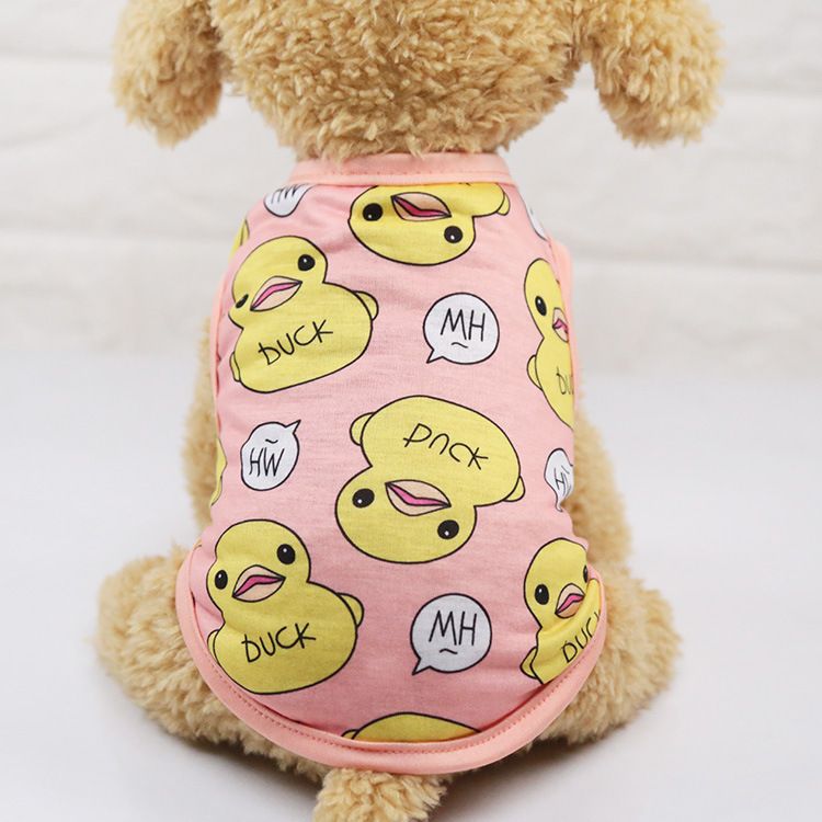 Shine Cotton Dog Vest Small Medium Pet Summer Yellow Duckling vest pink XXL — image 1
