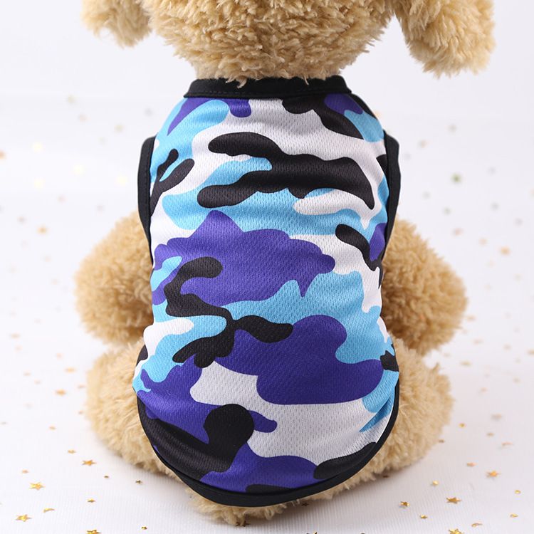 Shine Cotton Dog Vest Small Medium Pet Summer Vest-Dark Blue Camouflage XXL — image 1