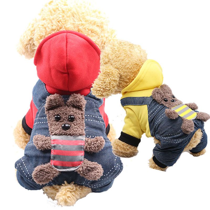 Shine Four Leg Pet Clothes Fleece Bear Design Warm Four-leg thick back strap view 6