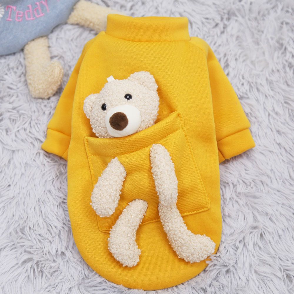 shine Dog Cat Sweater Polyester Teddy Bear Hoodless two-legged turmeric teddy view 6